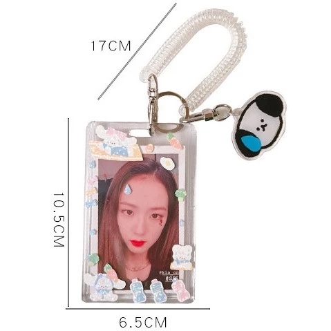 กรอบรูปพวงกุญแจโพลารอยด์พร้อมของตกแต่งน่ารัก มีสายยืด ใช้ใส่รูปหรือบัตรได้หลายขนาด พวงกุญแจของขวัญ วาเลนไทน์