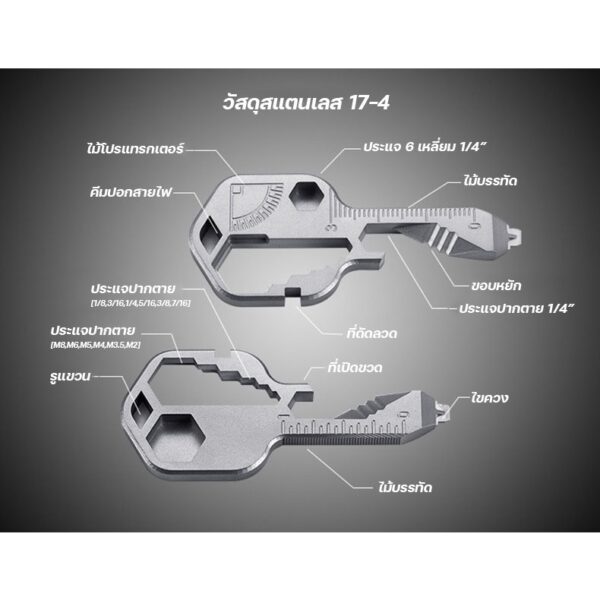 พวงกุญแจ 24 in 1 ขนาดพกพา มัลติฟังก์ชั่น ที่เปิดขวดและเครื่องมืออเนกประสงค์ครบครัน