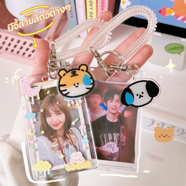 กรอบรูปพวงกุญแจโพลารอยด์พร้อมของตกแต่งน่ารัก มีสายยืด ใช้ใส่รูปหรือบัตรได้หลายขนาด พวงกุญแจของขวัญ วาเลนไทน์