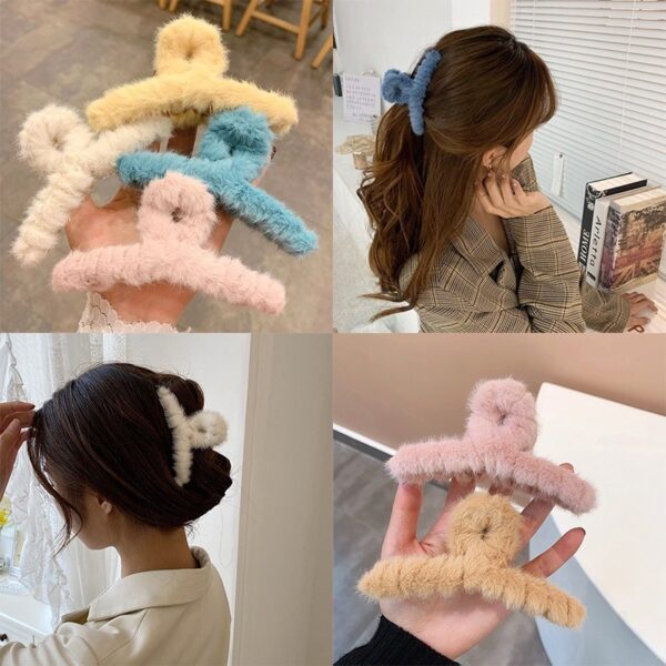 กิ๊บแฟชั่นขนฟูผู้หญิง สีหวานสไตล์เกาหลี ติดผมแน่นไม่หลุด นุ่มมือใส่สบาย