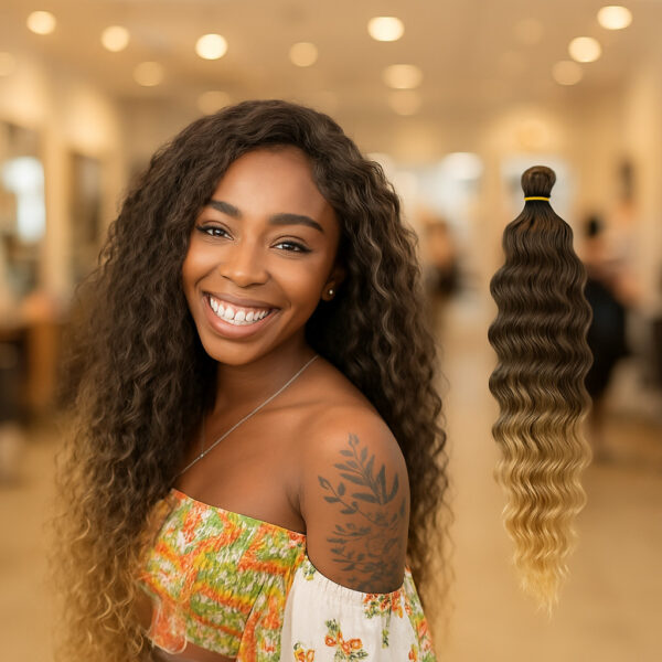 ผมถัก Afro Curly ลอนลึก ดัดสวยธรรมชาติ ต่อผมสังเคราะห์ 22 นิ้ว สไตล์อเมริกันสุดฮิต