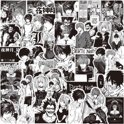 64Pcs/Set ❉ Death Note . Classical Black & White Series 02 Stickers ❉ DIY Fashion Decals Doodle Stickers