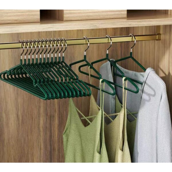 ไม้แขวนเสื้อสแตนเลสเคลือบซิลิโคน 10 ชิ้น กันลื่น ป้องกันผ้าตก ขนาด 30-40 ซม. แข็งแรงทนทาน