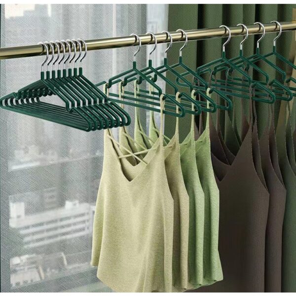 ไม้แขวนเสื้อสแตนเลสเคลือบซิลิโคน 10 ชิ้น กันลื่น ป้องกันผ้าตก ขนาด 30-40 ซม. แข็งแรงทนทาน