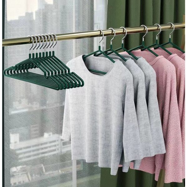 ไม้แขวนเสื้อสแตนเลสเคลือบซิลิโคน 10 ชิ้น กันลื่น ป้องกันผ้าตก ขนาด 30-40 ซม. แข็งแรงทนทาน