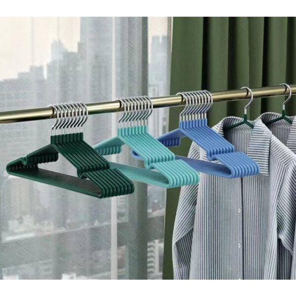 ไม้แขวนเสื้อสแตนเลสเคลือบซิลิโคน 10 ชิ้น กันลื่น ป้องกันผ้าตก ขนาด 30-40 ซม. แข็งแรงทนทาน