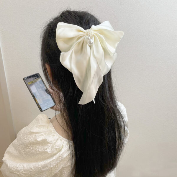กิ๊บโบว์ผ้าติดผมประดับมุก สไตล์เกาหลี ขนาดใหญ่ สวยสะกดทุกสายตา