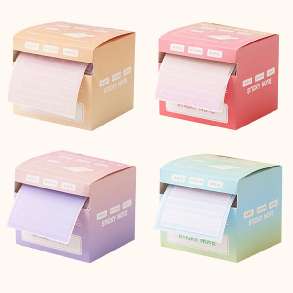 กล่องกระดาษโน้ตม้วน มีกาวในตัว สีพาสเทล สติ๊กเกอร์โน้ตแบบดึง DIY สำหรับจดงาน จดเตือน