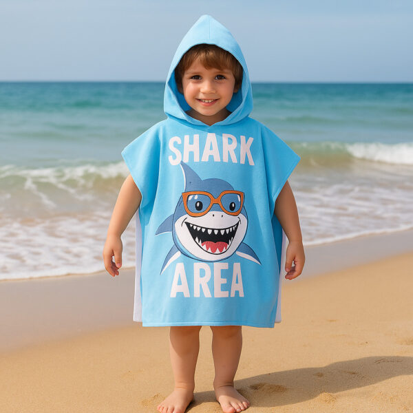 ผ้าขนหนูคลุมตัวเด็ก 60x60/75x75 ซม. มีหมวก ลายน่ารัก ไมโครไฟเบอร์ซับน้ำ สำหรับว่ายน้ำ เที่ยวทะเล