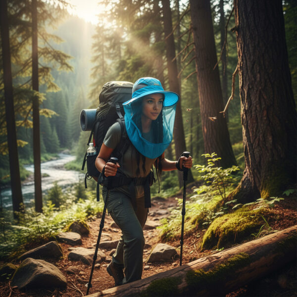 หมวกกันยุงพร้อมตาข่ายคลุมหน้า ป้องกันแมลง กันแดด กันฝุ่น ใช้งานกลางแจ้ง เดินป่า ตกปลา ตั้งแคมป์