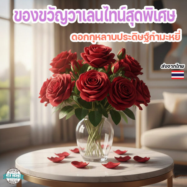 ดอกกุหลาบกำมะหยี่สีแดง ดอกไม้ประดิษฐ์สำหรับตกแต่งบ้าน งานแต่ง งาน DIY สวยหรู โรแมนติก ของขวัญวันวาเลนไทน์