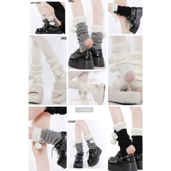 ปลอกขากันหนาวขนเฟอร์เทียม สไตล์ Y2K ถุงเท้าแฟชั่นผู้หญิง ฟูหนา ใส่กับรองเท้าบูท ลุคน่ารักเกาหลี
