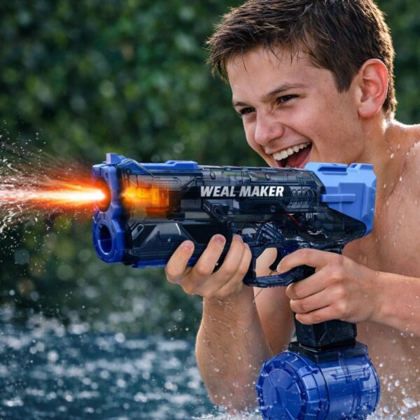 ปืนฉีดน้ำไฟฟ้าดีไซน์เท่ ยิงไกลต่อเนื่อง จุเยอะ เล่นสนุกคลายร้อน เหมาะสำหรับเด็กในวันสงกรานต์
