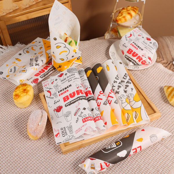 กระดาษห่อแฮมเบอร์เกอร์และแซนด์วิช 100 แผ่น/แพ็ค เกรดอาหาร ปลอดภัย เหมาะร้านอาหาร คาเฟ่ เดลิเวอรี่