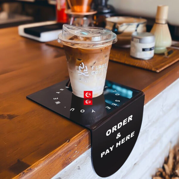 ป้ายตั้งหน้าเคาน์เตอร์ ORDER & PAY HERE ดีไซน์เรียบง่าย เหมาะร้านกาแฟ ร้านอาหาร เพิ่มความเป็นระเบียบ