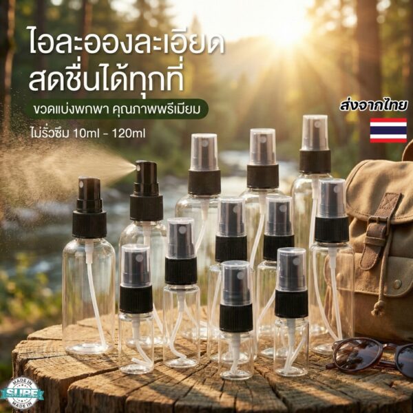 ขวดสเปรย์ PET สีดำ 100ml หัวพ่นละอองละเอียด ขวดเปล่าใส่แอลกอฮอล์ น้ำยา น้ำหอม แข็งแรง พกพาง่าย