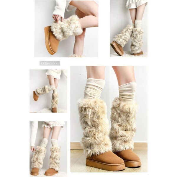 ปลอกขากันหนาวขนเฟอร์เทียม สไตล์ Y2K ถุงเท้าแฟชั่นผู้หญิง ฟูหนา ใส่กับรองเท้าบูท ลุคน่ารักเกาหลี