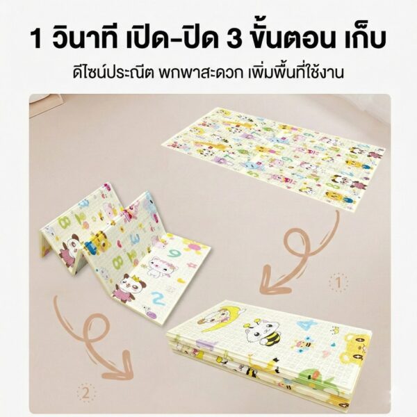 เสื่อรองคลาน XPE สำหรับเด็ก หนา นุ่ม พับได้ พิมพ์ลาย 2 ด้าน เหมาะใช้ในบ้าน ปลอดสารอันตราย