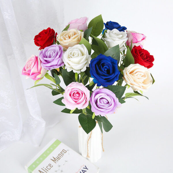 ดอกกุหลาบกำมะหยี่สีแดง ดอกไม้ประดิษฐ์สำหรับตกแต่งบ้าน งานแต่ง งาน DIY สวยหรู โรแมนติก ของขวัญวันวาเลนไทน์