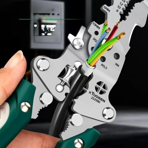 คีมปอกสายไฟ 18in1 รุ่นอัปเกรด ตัดสาย ปอกสาย ย้ำหัวสายไฟได้ แข็งแรง ทนทาน เหมาะสำหรับช่างไฟมืออาชีพ