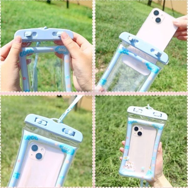 กระเป๋ามือถือกันน้ำ สัมผัสหน้าจอได้ ลายการ์ตูนสุดคิ้วท์ ใช้ดำน้ำ เล่นน้ำทะเล และเทศกาลสงกรานต์