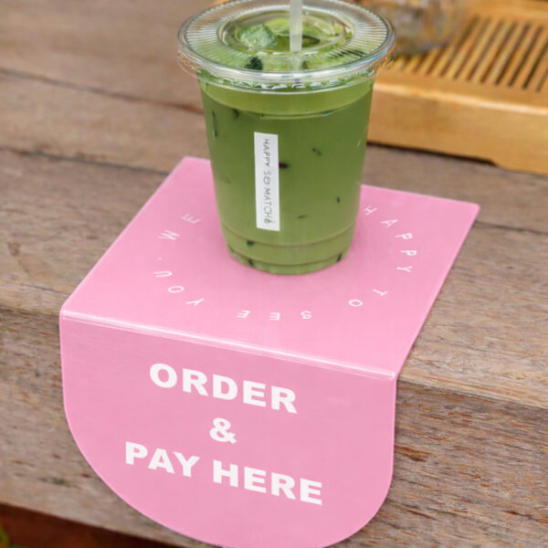 ป้ายตั้งหน้าเคาน์เตอร์ ORDER & PAY HERE ดีไซน์เรียบง่าย เหมาะร้านกาแฟ ร้านอาหาร เพิ่มความเป็นระเบียบ