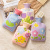 กระเป๋าน้ำร้อนลายดอกไม้ 500ml สีหวานน่ารัก วัสดุหนาพิเศษ ช่วยคลายหนาว บรรเทาปวด ปลอดภัย ใช้นาน