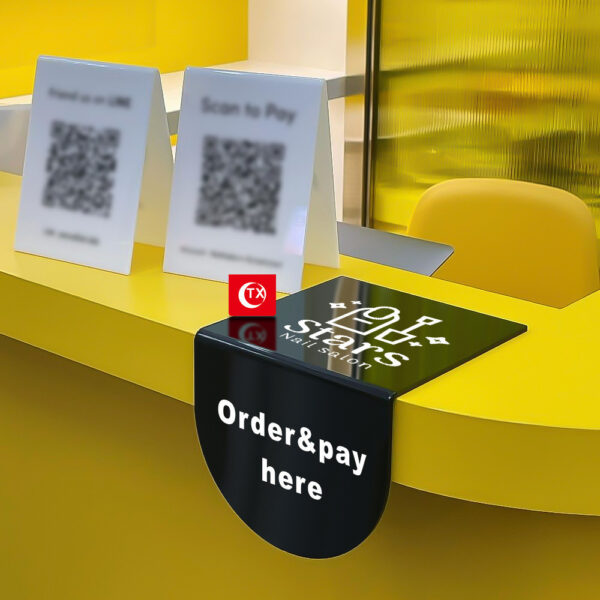 ป้ายตั้งหน้าเคาน์เตอร์ ORDER & PAY HERE ดีไซน์เรียบง่าย เหมาะร้านกาแฟ ร้านอาหาร เพิ่มความเป็นระเบียบ