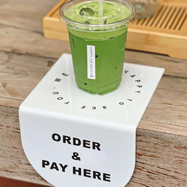 ป้ายตั้งหน้าเคาน์เตอร์ ORDER & PAY HERE ดีไซน์เรียบง่าย เหมาะร้านกาแฟ ร้านอาหาร เพิ่มความเป็นระเบียบ