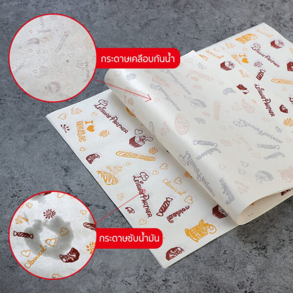 กระดาษห่อแฮมเบอร์เกอร์และแซนด์วิช 100 แผ่น/แพ็ค เกรดอาหาร ปลอดภัย เหมาะร้านอาหาร คาเฟ่ เดลิเวอรี่