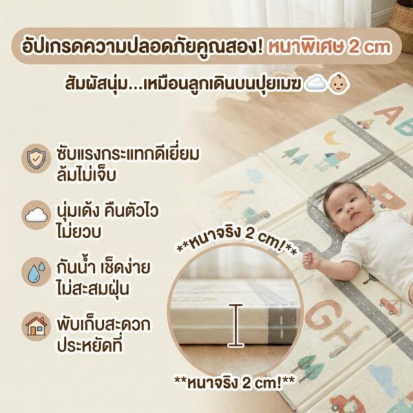 เสื่อรองคลาน XPE สำหรับเด็ก หนา นุ่ม พับได้ พิมพ์ลาย 2 ด้าน เหมาะใช้ในบ้าน ปลอดสารอันตราย