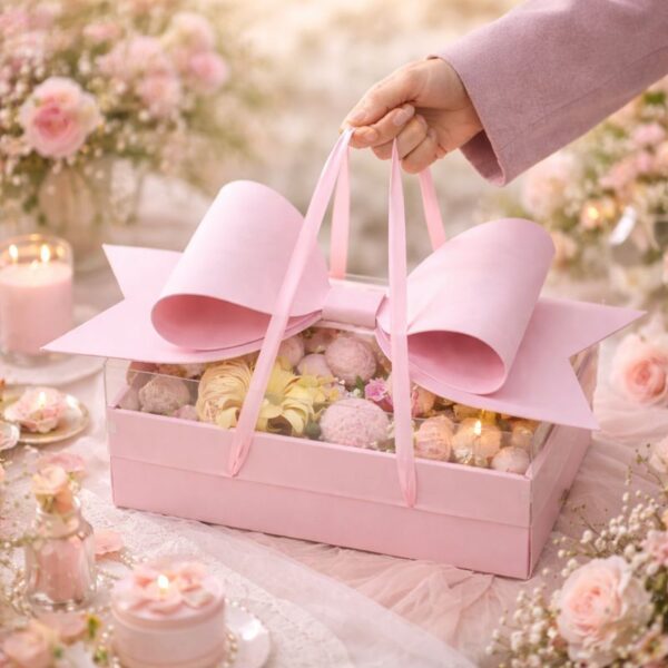 วาเลนไทน์ กล่องของขวัญพร้อมหูหิ้ว โบว์ใหญ่ สวยหรู เหมาะให้ของขวัญ ตรุษจีน คริสต์มาส วันสำคัญ