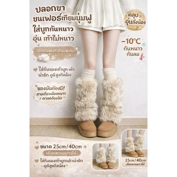 ปลอกขากันหนาวขนเฟอร์เทียม สไตล์ Y2K ถุงเท้าแฟชั่นผู้หญิง ฟูหนา ใส่กับรองเท้าบูท ลุคน่ารักเกาหลี
