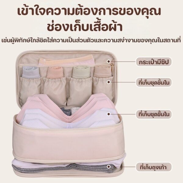 กระเป๋าจัดระเบียบชุดชั้นในแบบพกพา ใส่ได้หลายชิ้น มีช่องแยกในตัว เหมาะสำหรับเดินทางและพกใส่กระเป๋า