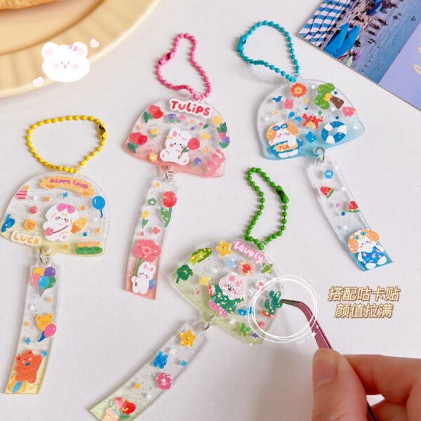 ป้ายชื่ออะคริลิค DIY ลายการ์ตูน พร้อมสติกเกอร์ไดคัท ตกแต่งเป็นพวงกุญแจสวยไม่ซ้ำ