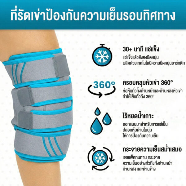แผ่นเจลรองเข่า ประคบเย็น-ร้อน ลดปวดเข่า บวม อักเสบ พร้อมสายรัด ซัพพอร์ตดี ใช้ได้หลังออกกำลังกาย